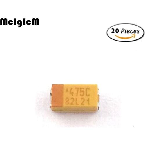 MCIGICM 20pcs A 3216 4.7uF 16V SMD tantalum capacitor