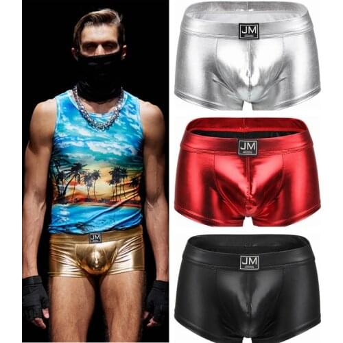Jockmail Sexy Underwear Men Boxer Snake Skin Leather Gay men underwear penis Pouch boxer men cueca boxer masculina slip For LGBT