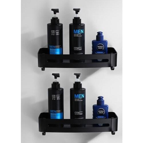 Corner shelf Bathroom Shelf Bath Storage Holder Wall Mounted Black Finish Aluminum Square Bath Shower Shelf Bath Shampoo Holder