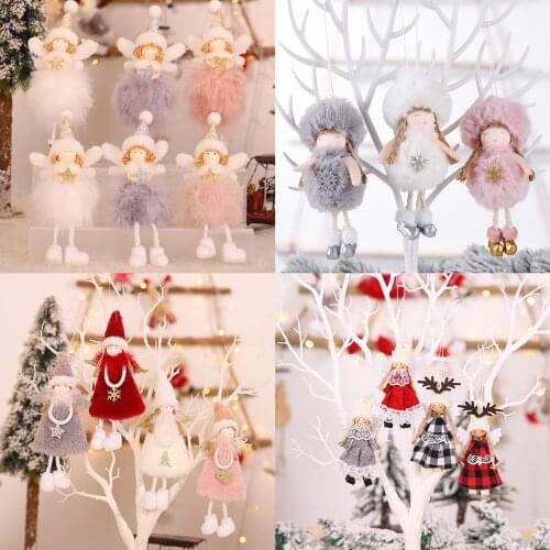 Christmas Tree Decoration Cute Christmas Angel Plush Doll Xmas Tree Pendant Home New Year Hanging Ornament Noel Children Gifts