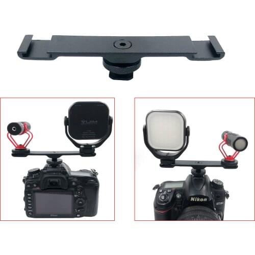 Ulanzi PT-2 Double Mount Extension Bar Dual Bracket 1/4" Thread for DSLR Camera Smartphone Microphone LED Light Hot Shoe