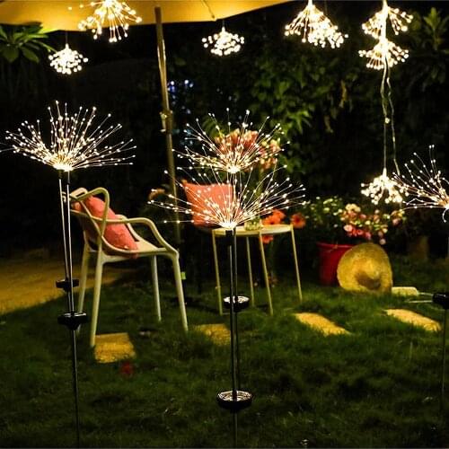 90/150LED Solar Light Outdoor Grass Globe Dandelion Waterproof Flash String Lights Lawn Firework Lamp Garden Christmas Decor