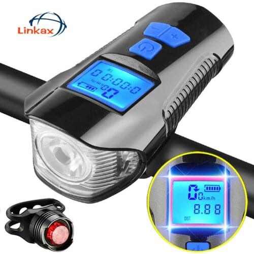 Cycling Headlight and Taillight Set 4 Mode Bicycle Light USB Charging Bike Light Mountain Bike Safe Warning Light with Stopwatch