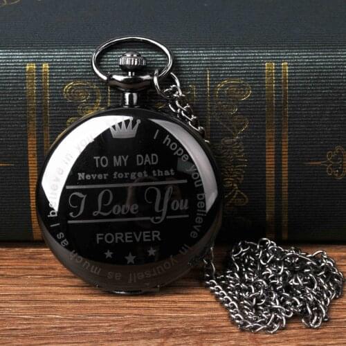 8878 Fashion vintage lettering "TO MY DAD Quartz Pocket Watch Retro Men And Women Pendant Necklace Antique Pocket Watch