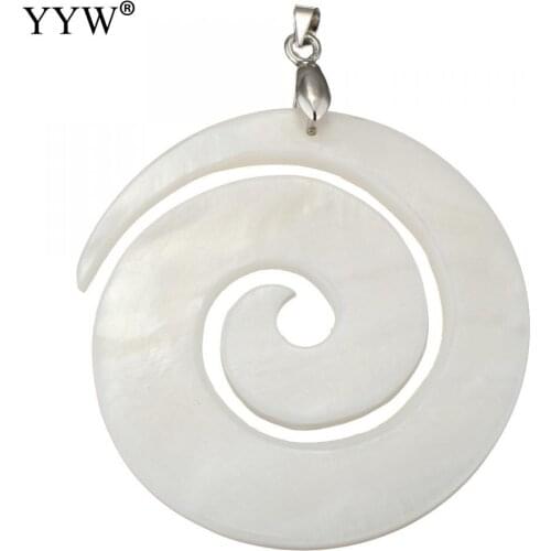YYW Vintage Natural White Shell Pendants Antique Silver Plated Abalone Shell Pendants Charms Jewelry Making