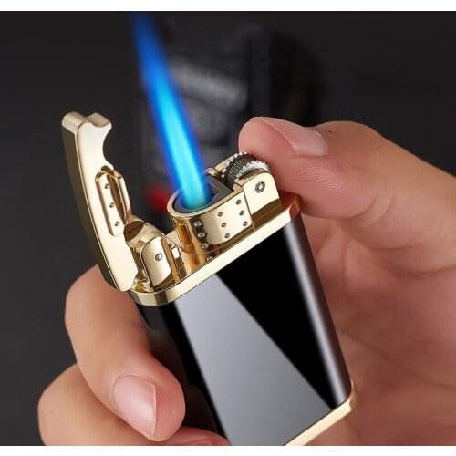Fixed Flame Gas Lighter Flints Jet Torch Lighter Metal Cigarette Lighters Cigar Smoking Accessories Gadgets for Men Lighters
