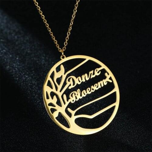 Stylisteel Name Custom Necklace with Tree of Life for Women Girl Personalized Stainless Steel Gold Rose Gold Color Neck Collar