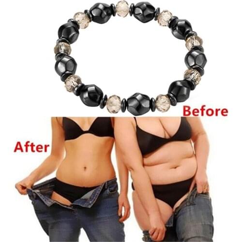 1Pcs Weight Loss Stone Magnetic Therapy Slimming Bracelets Health Care Magnetic Hematite Stretch Beaded Bracelets for Men Women