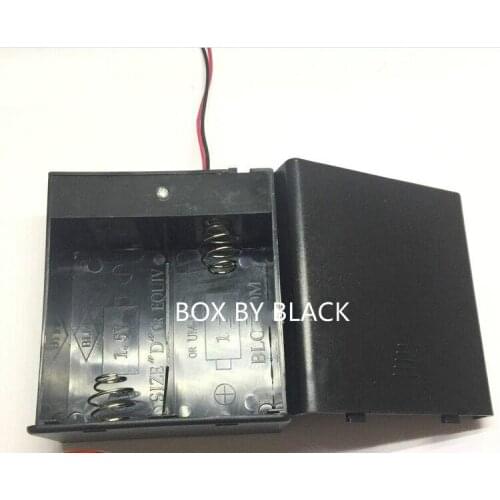 100pcs/lot Wholesale 2 Slots D Size 3V Battery Case Storage Box Holder with Cover Switch and Lead Wire