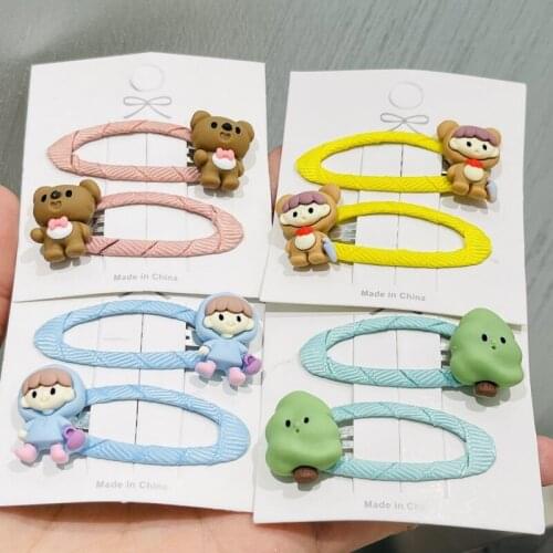 2Pcs/Set Girls Cute Toy Bear Tree Hair Clips Kids Lovely Hairpins Headband Barrettes Children Fashion Hair Accessories Gift