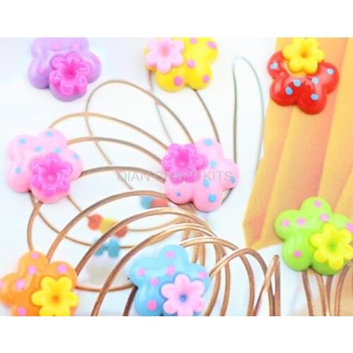 200 pcs polka dots kawaii Resin Lovely cabochons sun flower pendants charm ,hair bow diy 17mm