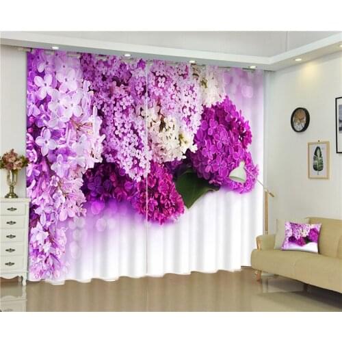 2017 Lilac 3D Blackout Curtains For Living room Bedding room Decor Tapestry Wall Carpet Drapes Cotinas