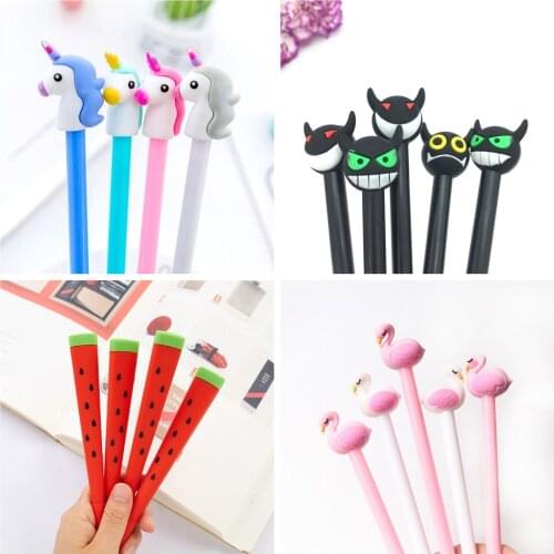 40 Pcs Wholesale Creative Pens Cartoon Writing Gel Pen Office Stationery Student School Pen Escolar Canetas Kid Animal Pens