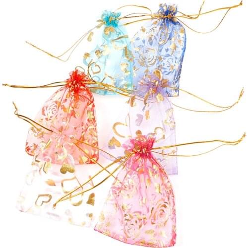 50Pcs/lot Jewelry Tulle Drawstring Bag Organza Bag Jewelry Packaging Display & Jewelry Pouches Wedding Gift