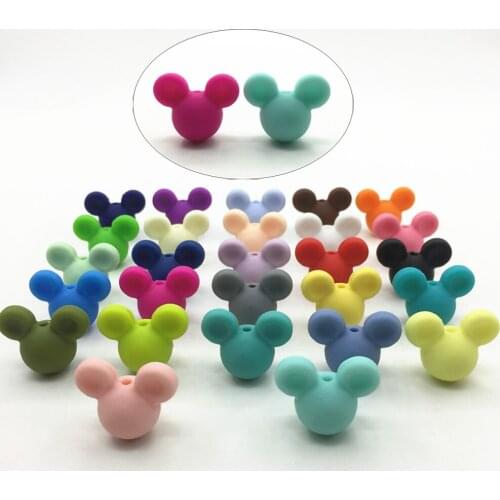 50pcs/lot Silicone Mickey Beads Baby Teething Beads Safe Food Grade Nursing Chewing DIY lot of Cartoon braclet beads for baby