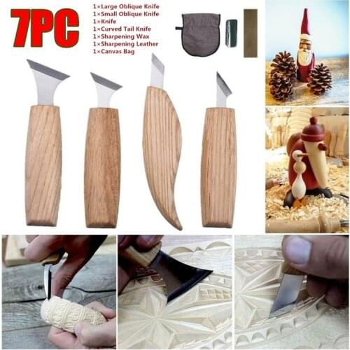 7Pcs/set Carving Knives Vanadium Alloy Knife Kit Woodworking Engraving Cutting Sculpture Handle Knife Set Wood Carving DIY Tool