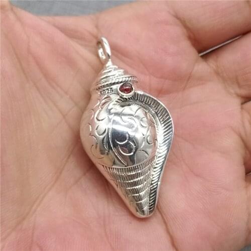 925 Sterling Silver Shell Conch Pendant 3D for Beach Sea Ocean Necklace