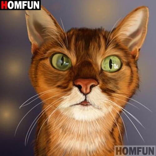HOMFUN Full Square/Round Drill 5D DIY Diamond Painting "Animal cat" Embroidery Cross Stitch 5D Home Decor Gift A16443