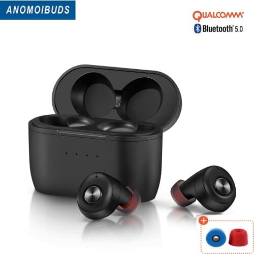 Anomoibuds QCC010 TWS Bluetooth 5.0 Earphones Qualcomm aptX Wireless Earbuds Noise Cancellation with Microphones,77H Playtime