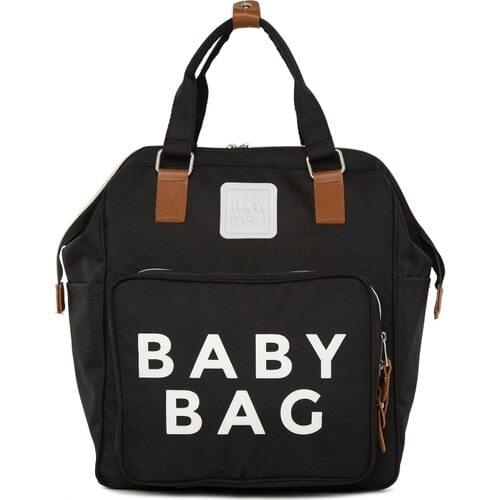 Bagmori Black Baby Bag Printed Pockets Mother Baby Care Backpack