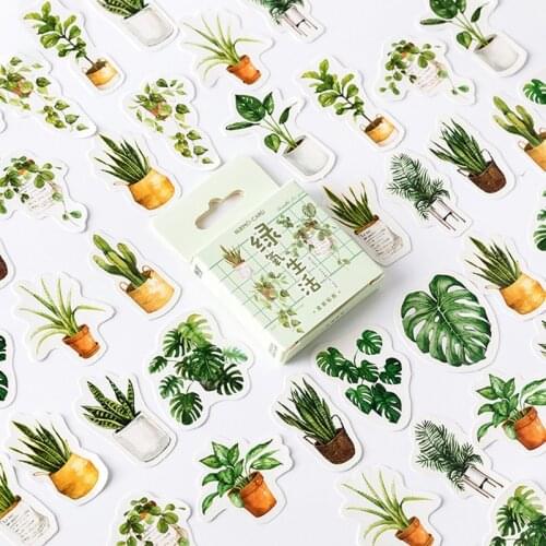 Green Potted Plants Shape Decorative Paper Stickers For Scrapbooking Notebooks Decor Sticker Beautiful Adhesive Crafts Sticker