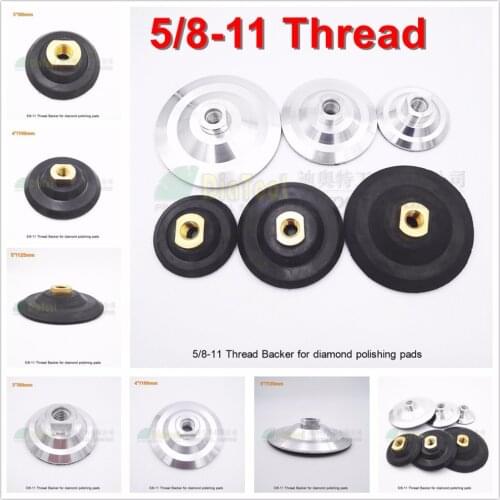 SHDIATOOL Back Pad For Diamond Polishing Pads Holder Diameter 3"/4"/5" Rubber Or Aluminum Based With 5/8-11 Thread