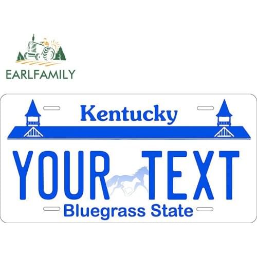EARLFAMILY 25cm x 12.5cm for Kentucky License Plate Vinyl Car Stickers Personality Waterproof Window Trunk Decal Decoration
