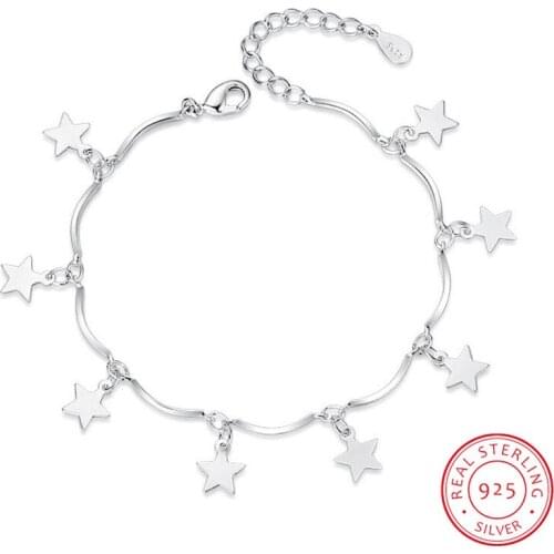 Hot Sale Fashion 925 Sterling Silver Bracelet For Women Five-pointed Star Tassel Bracelet Jewelry S-B131