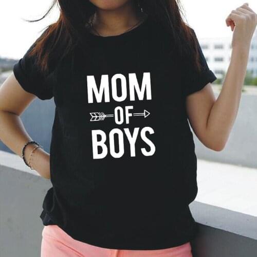 MOM OF BOYS Letter Print Hipster Femme T-shirts Harajuku Short Sleeve Tee Shirt Femme Casual Plus Size 2XL T Shirts Women Tops