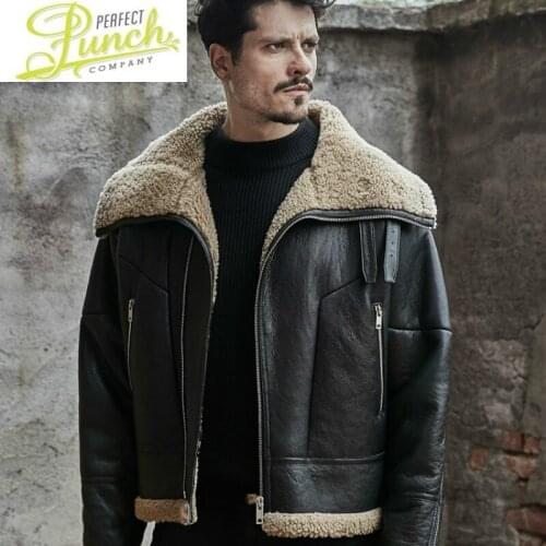Sheep Shearling Fur Winter Coat Korean Vintage Real Leather Jacket Men Jaqueta Couro 827 YY578