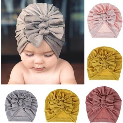 New Baby Hat Big Bows Soft Cotton Newborn Baby Girl Hat Winter Autumn Newborn Photography Props Baby Bonnet Beanie Muts 0-36M