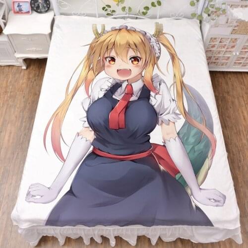 Anime Miss Kobayashis Dragon Maid characters Tohru Kanna Kamui Kobayashi bed sheet & flannel blanket summer quilt 150x200cm