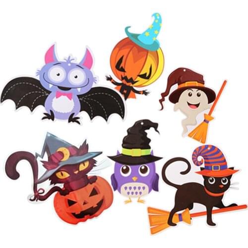 Festival Home decorative 6Pcs Halloween Cat Witch Ghost Spiral Pendant Ceiling Hanging Holiday Ornament