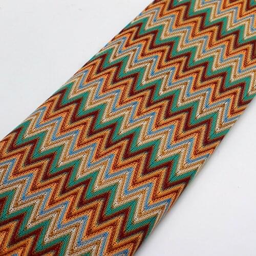 Knitting Lace Fabrics Zig Zag 1 Meter Green Wave Striped Soft Crocheted Lace Cloth For Dress 150CM Wide 170g/Meter