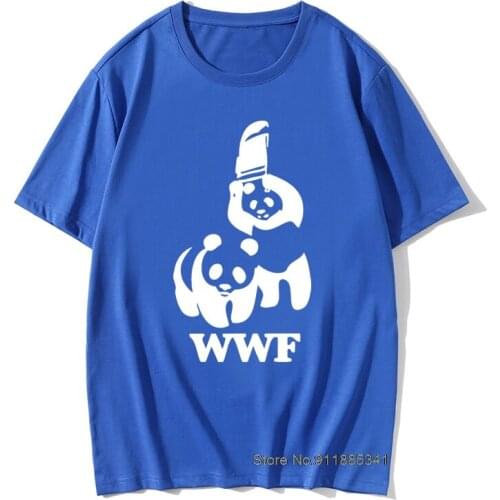 WEWANLD WWF Wrestling Panda Comedy Camiseta Vintage T Shirt Men 100% Cotton Retro Funny T-Shirt Oversized Cool Tees