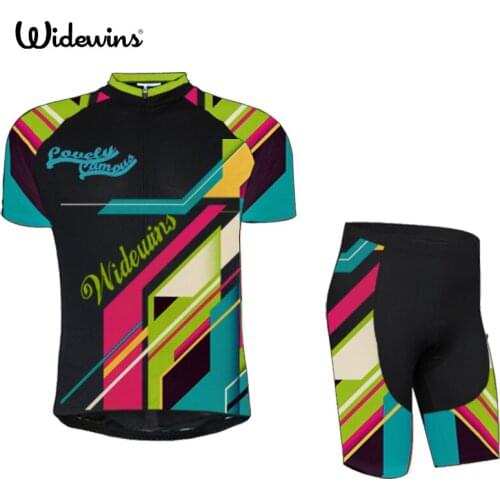 Widewins Womens Summer Cycling Jersey Short Sleeve Jersey Breathable Cycle Wear Shirt The Colors of the Rainbow 7181