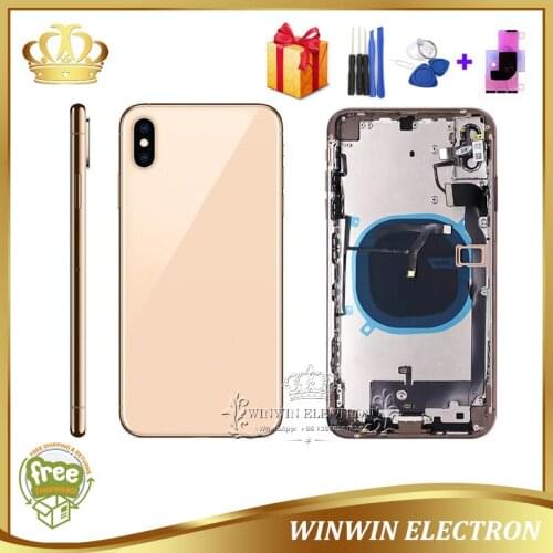 100% Tested Back Cover Middle Frame for iphone XS XS MAX Chassis Housing with Flex Cable Assembly Rear Battery Door and Buttons