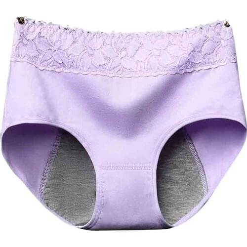 Protective Lace Cotton Ladies Cotton Underwear Sexy Lace Physiological Pants Cotton Menstrual Anti-side Leakage Underwear