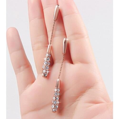 VENTFILLE S925 Sterling Silver Ear Pin Stud Earrings for Women Trend Elegant Sparkling Zircon Tassel Bride Jewelry
