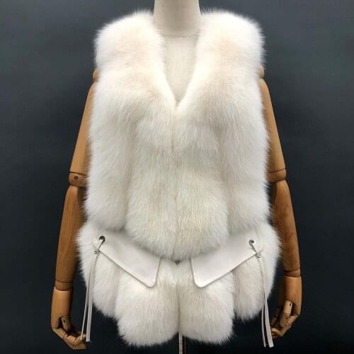 2021 Winter Big Bag Cover Fox Vest High Quality Fox Fur Coat Women Natural Fashion Sleeveless Vest
