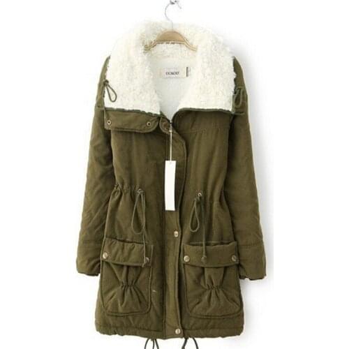 2020 Winter Cotton Coat Women Slim Outwear Medium-Long Wadded Jacket Thick Hooded Cotton Wadded Warm Cotton Parka CC018