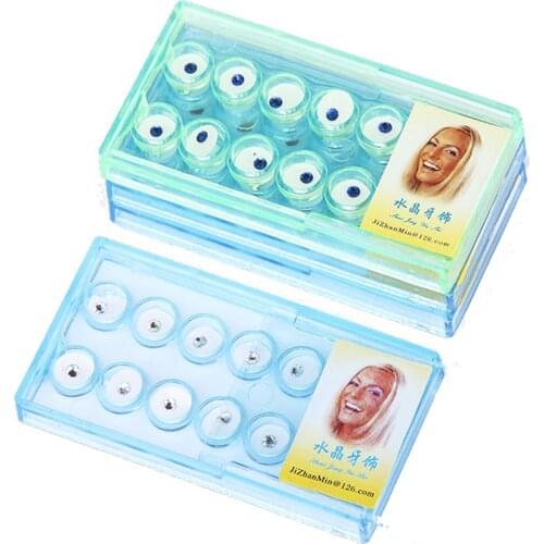 10pcs/Box Diamond Bur Dental Gems Jewelry Teeth Whitening Studs Denture Acrylic Teeth Crystal Oral Hygiene Tooth Decoration FD