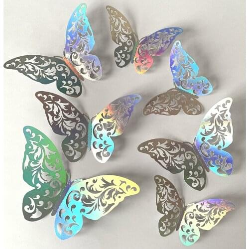 12/24pcs 3d Butterfly Wall Decor Three-dimensional Hollow Butterfly Artist Residence Party Wall Decor Background Wall Paste