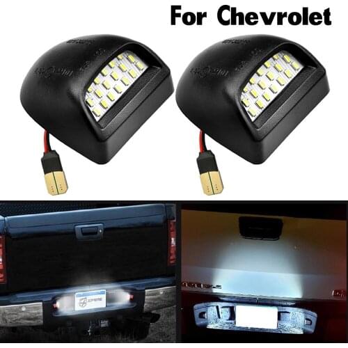 2 Pcs White LED Car License Number Plate Light Assembly for Chevrolet Tahoe Suburban Avalanche Silverado 1500 2500 3500 HD Auto