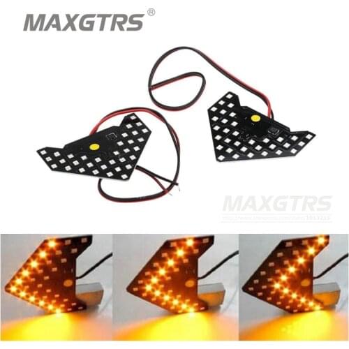 2pcs/lot Universal Fit Ultra Slim Sequential Flashing 33-SMD-1210 Auto LED Side Mirror LED Turn Signal Arrows Amber Yellow
