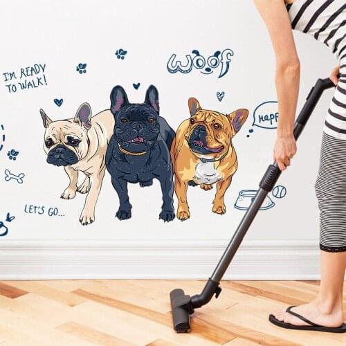 3D Dogs Wall Stickers Animal Wallpapers DIY Vinyl Wall Decoration for Kids Room Cartoon Mural Removable Home Decor