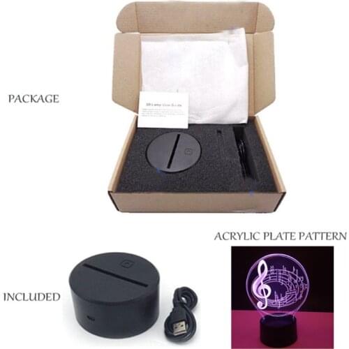 3D LED Colorful Music Notes Shape Lamp USB Rechargeable Home Decor Table Lamps Bedside Bedroom Baby Sleeping Lighting