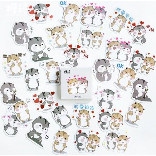 45PCS/box New Lovely Cartoon Chipmunks Diary Paper Lable Stickers Crafts And Scrapbooking Decorative Lifelog DIY Stationery