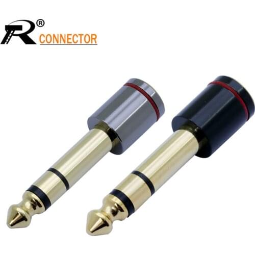 1pc Jack 6.35mm 1/8" 3 pole speaker plugs Wire connector adapter stereo plugs 6.35mm to jack 3.5mm converter gold-plated