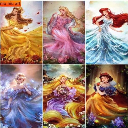 Disney Diamond Painting Cartoon Princess with Long Hair Full Square/Round Diamond Mosaic Home Decoration Gift Handicrafts